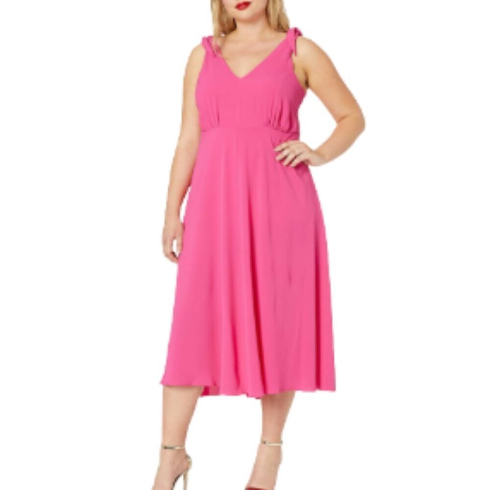 Betsey Johnson NWT hot pink tie strap midi dress size 14